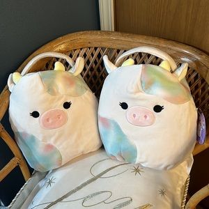 NWT Squishmallow Candees Cow Bundle Set Of 2 Squish Baskets 12 inch